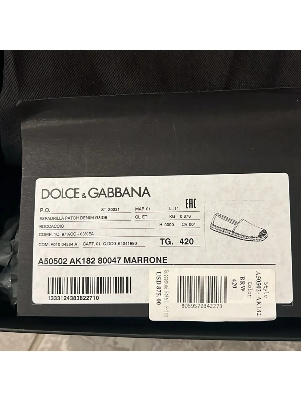 Dolce & Gabbana Men's Espadrille Flats, Size 42 (Made in Spain) New w/ Dust Bags
